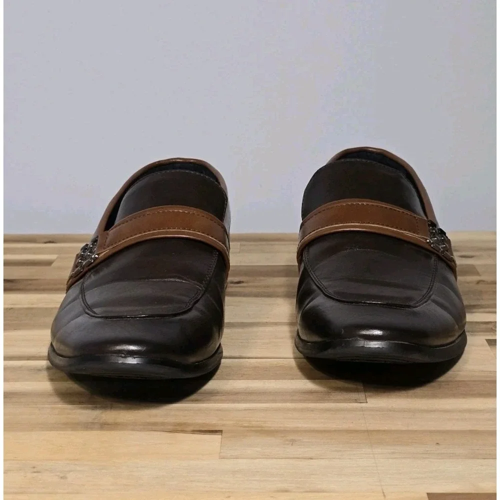 Faranzi Woody Men's Faux Tan/Brown Leather Loafers‎ Size 10.5M Church Dress City